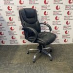 Black Leather Effect Operator Chair with Loop Arms