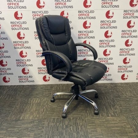 Black Leather Effect Operator Chair with Loop Arms