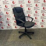 Black Leather Effect Operator Chair with Loop Arms - Type 2