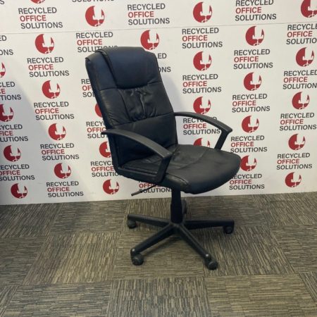 Black Leather Effect Operator Chair with Loop Arms - Type 2