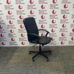 Black Leather Effect Operator Chair with Loop Arms - Type 3