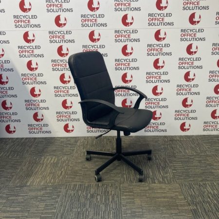 Black Leather Effect Operator Chair with Loop Arms - Type 3