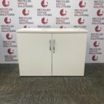 White Wooden Desk High 2-Door Cupboard - 100cm