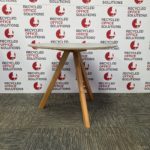 Light Grey Round Canteen Table with Oak Framework