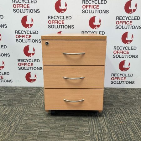 Beech 3 Drawer Under Desk Pedestal - Type 4