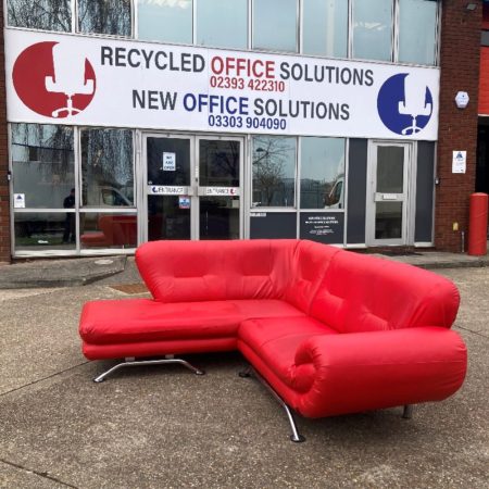 Red leather Effect Corner Sofa