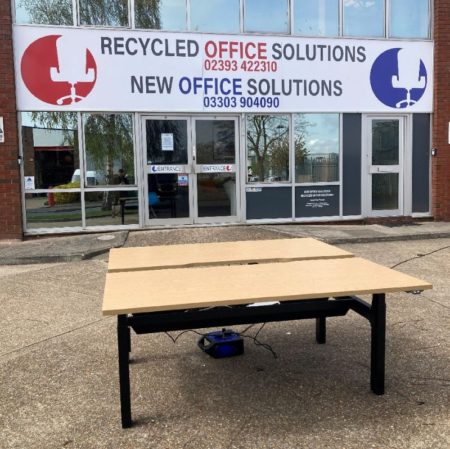 Oak Effect Back-to-Back Sit/Stand Desks - 160cm