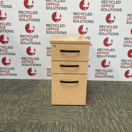 Slimline Oak 3 Drawer Under Desk Pedestal - Type 2