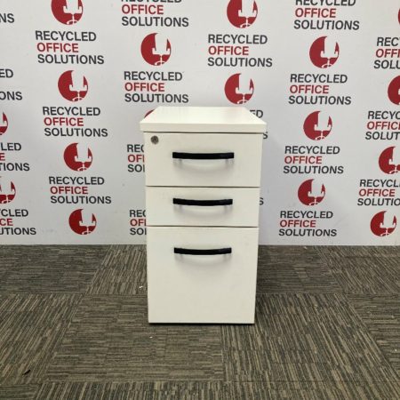Slimline White 3 Drawer Under Desk Pedestal - Type 2