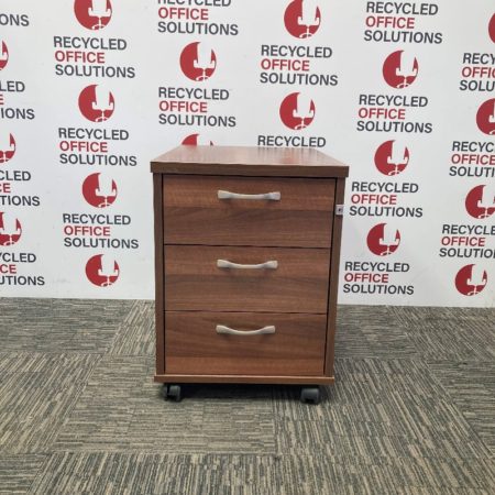Dark Walnut 3 Drawer Under Desk Pedestal - Type 1