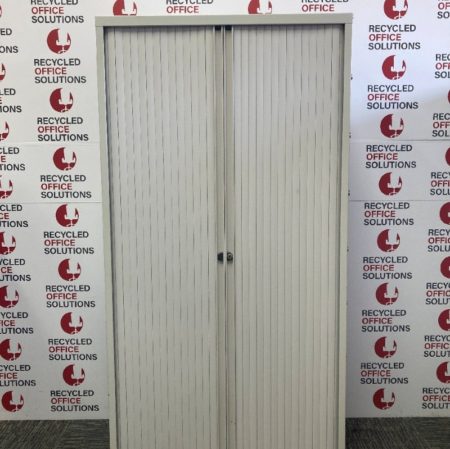 Tall Grey 2 Door Tambour Unit - 100cm