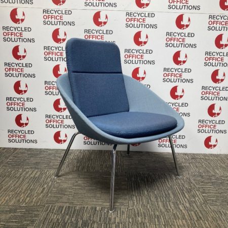 Two-Tone Blue Fabric High Back Lounge Chair
