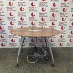 Walnut Round Meeting Table with Centre Console - Grade B