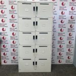 Tall Set of 10 White Metal Lockers