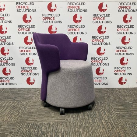 Purple/Grey Reception Tub Chair on Wheels