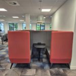 Large 4-Person Red/Grey Meeting Booth