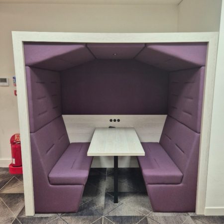 Large 4-Person Purple/Grey Enclosed Meeting Booth