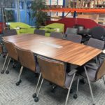 2-Piece Dark Walnut Effect Meeting Table