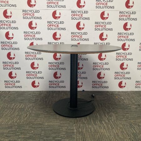 Grey Round Meeting Table with Power/Charging Point