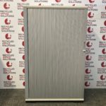 Mid Height White Wooden Tambour Unit with Single Grey Door