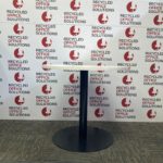 White Round Meeting Table with Black Pedestal Base