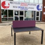 Bank of 2 140cm Black Desks With Purple Screens