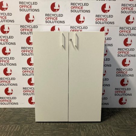 Half Height 2 Door White Slim Storage Unit