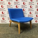 Blue Fabric Reception Lounge Chair with Oak Frame