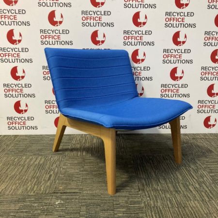 Blue Fabric Reception Lounge Chair with Oak Frame
