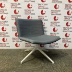 Grey Fabric Reception Lounge Swivel Chair with White Frame