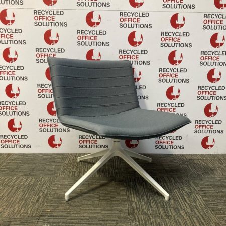 Grey Fabric Reception Lounge Swivel Chair with White Frame