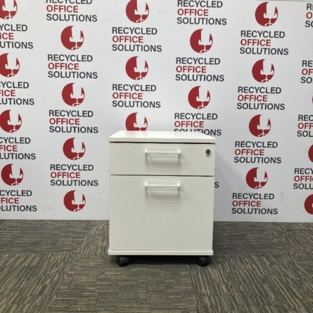 White 2 Draw Desk Height Pedestal