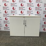 White 2 Door Desk Height Storage Unit