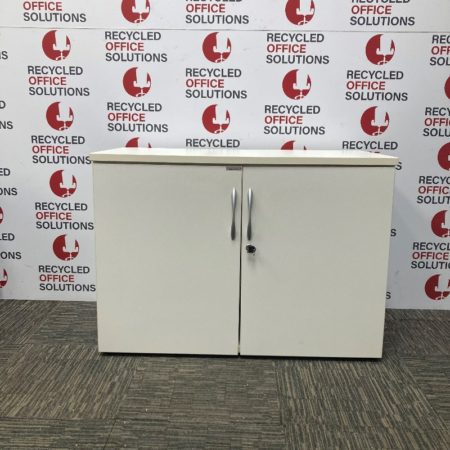White 2 Door Desk Height Storage Unit