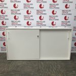 White 2 Door Desk Height Storage Unit