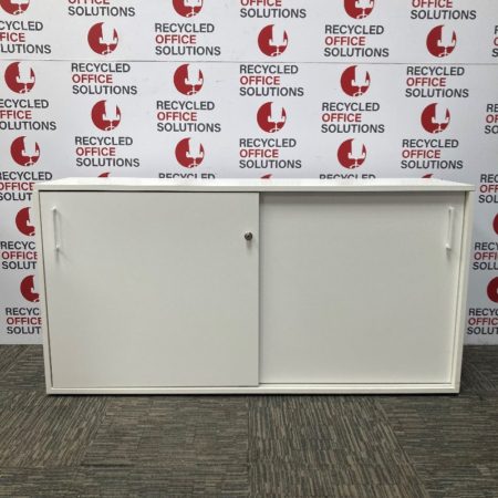 White 2 Door Desk Height Storage Unit