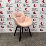 Pink Softshell Armchair with Wodden Legs