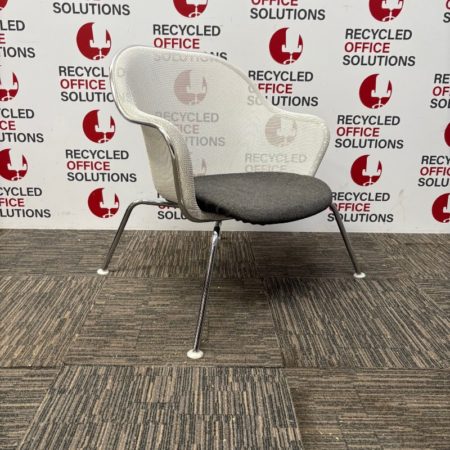 White Mesh Back 'B&B Italia Luta' Side Chair With A Grey Fabric Seat