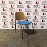 Blue Platform Side Chair with Natural Ash Finish Backrest