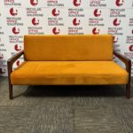 Yellow Mid-Century Style Fabric Sofa with Wood/Metal Industrial Framework