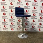 Blue Leather Effect Stool with Chrome Metal Frame - Type 1