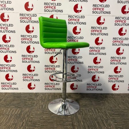 Green Leather Effect Stool with Chrome Metal Frame - Type 1