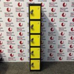 Tall Set of 5 Yellow/Black Metal Lockers
