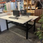 White Effect Back-to-Back Sit/Stand Desks - 160cm