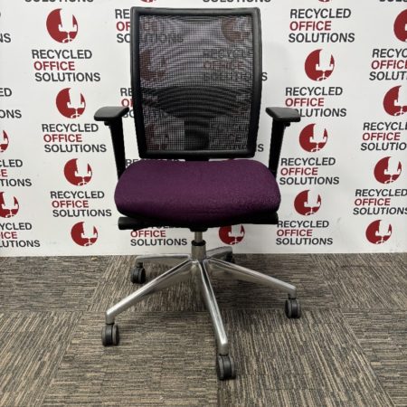 Purple/Black Operator Chair -Silver Frame