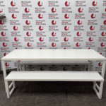 White Rectangular Canteen/Meeting Table With Metal Framwork-Grade B