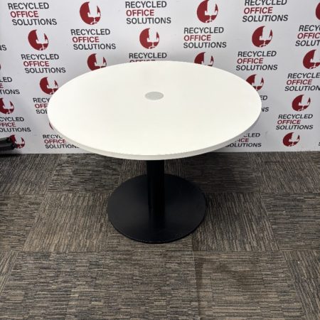 White Round Table With Metal Base
