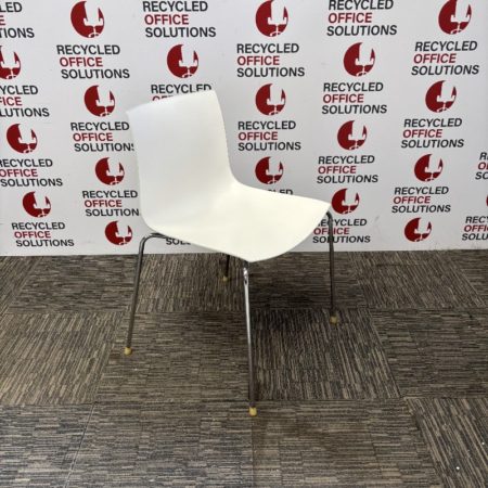White Stacking Stool With Metal Frame