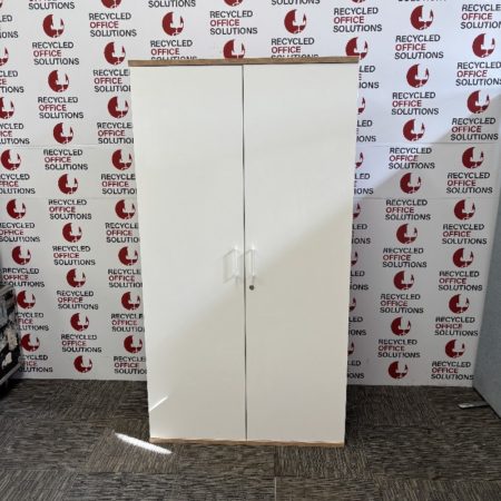 Tall White/Oak Storage Unit