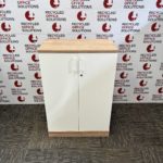Mid Height White/Oak Storage Unit-80cm
